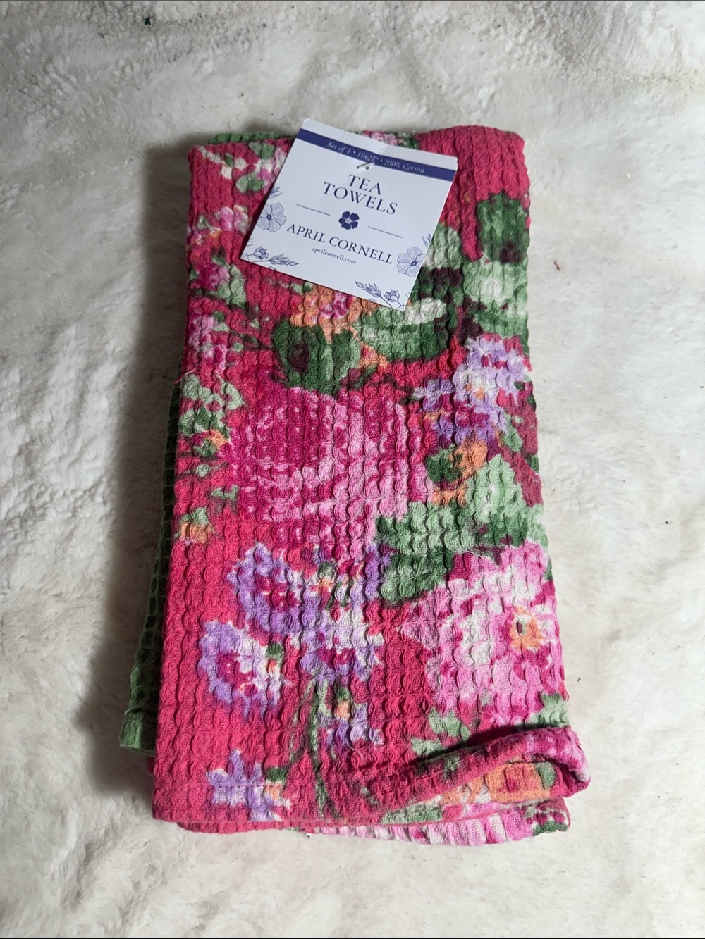 April Cornell set of 3 floral cotton kitchen towels